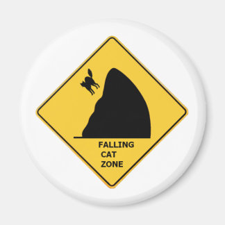Funny Falling Cat Zone Sign Magnet