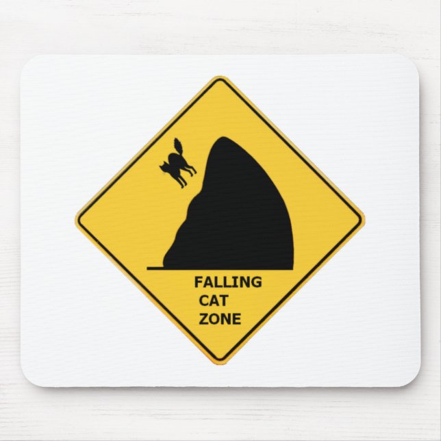 Funny Falling Cat Zone Sign Mouse Pad (Front)