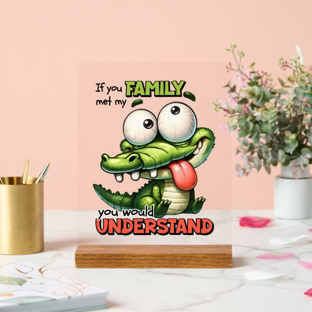 Funny Family alligator word art  Acrylic Sign (Wedding)