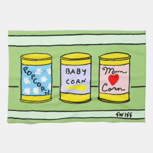 Funny Family Cartoon New Parents Kitchen Towel