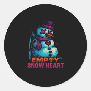 Funny Family Christmas Empty Snow Heart Snowman Pr Classic Round Sticker