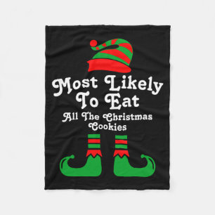 Funny Family Christmas Most Likely To Elf Fleece Blanket