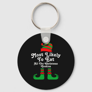 Funny Family Christmas Most Likely To Elf Key Ring