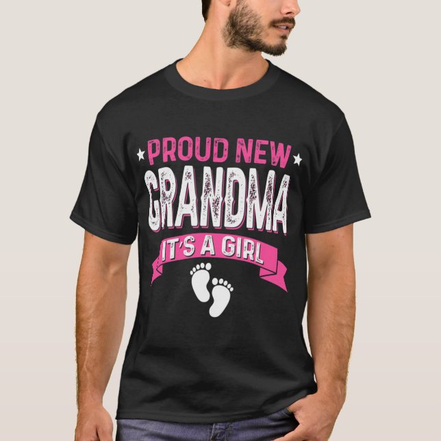 Funny Family Gender Reveal Proud New Grandma It's  T-Shirt (Front)