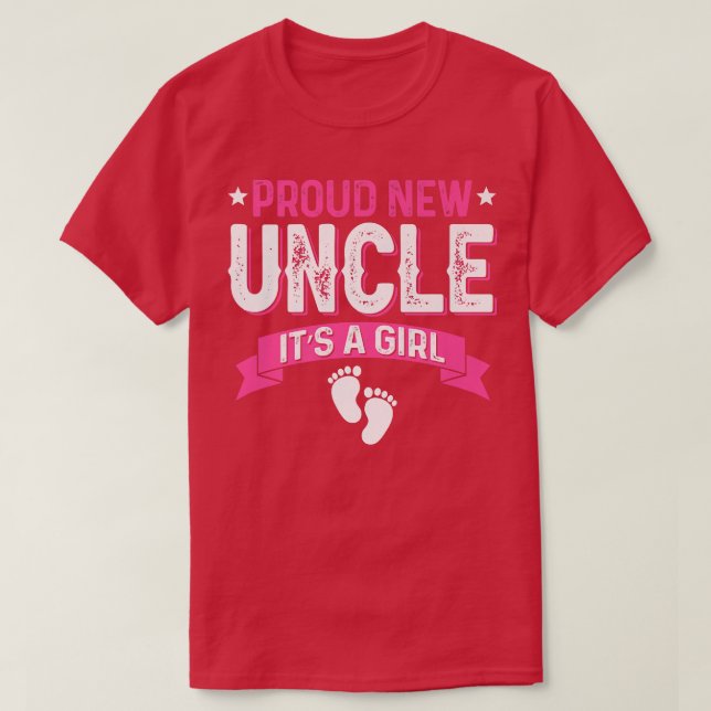 Funny Family Gender Reveal Proud New Uncle It's A  T-Shirt (Design Front)