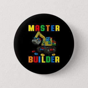 Funny Family Master Builder Building Bricks Blocks 6 Cm Round Badge