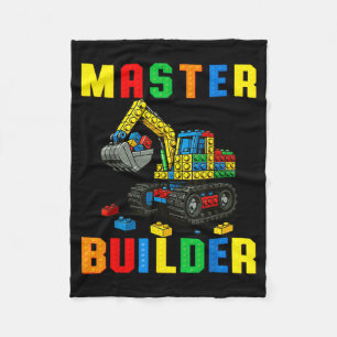 Funny Family Master Builder Building Bricks Blocks Fleece Blanket