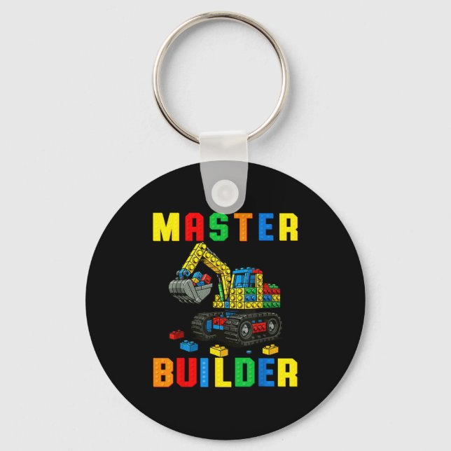 Funny Family Master Builder Building Bricks Blocks Key Ring (Front)