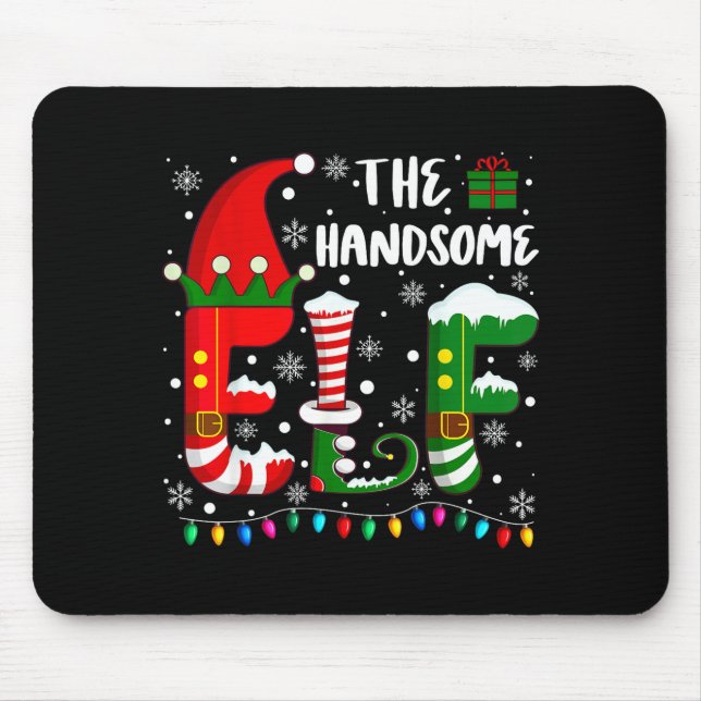 Funny Family Matching Pajamas Handsome Elf Christm Mouse Mat (Front)