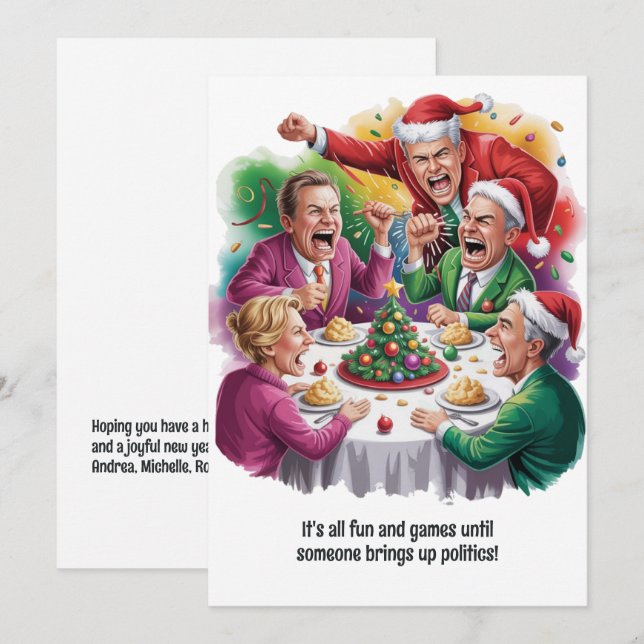 Funny Family Politics Christmas Holiday Card (Front/Back)