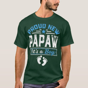 Funny Family Proud New Papaw It's A Boy Gender Rev T-Shirt