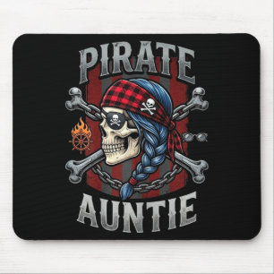 Funny family skull pirate auntie jolly roger mouse mat