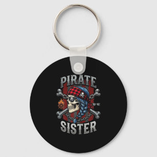 Funny family skull pirate sister jolly roger key ring