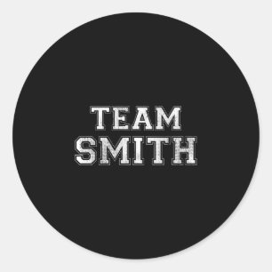 Funny family sports team smith last name smith classic round sticker
