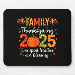 Funny Family Thanksgiving 2025 Shirt - Cute Pumpki Mouse Mat