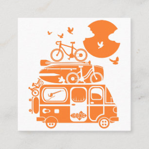 Funny family vacation campervan square business card