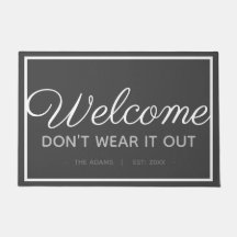 Funny Family Welcome | Modern Grey White Style