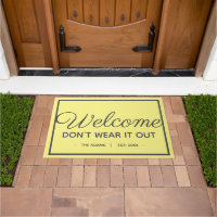 Funny Family Welcome | Modern Grey Yellow Style