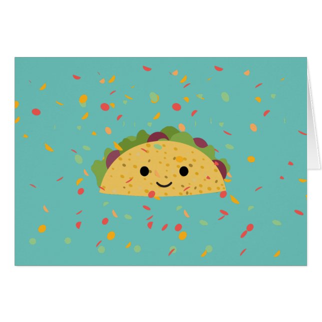 Funny  Fantastaco Birthday Kawaii Taco Card (Front Horizontal)