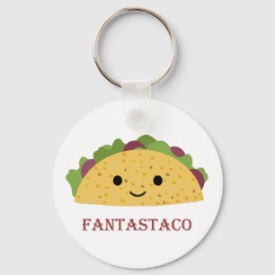 Funny Fantastaco Taco Pun Cute Kawaii Taco Key Ring