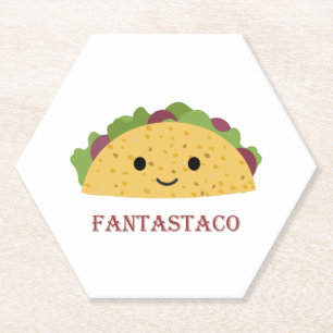 Funny Fantastaco Taco Pun Cute Kawaii Taco Paper Coaster
