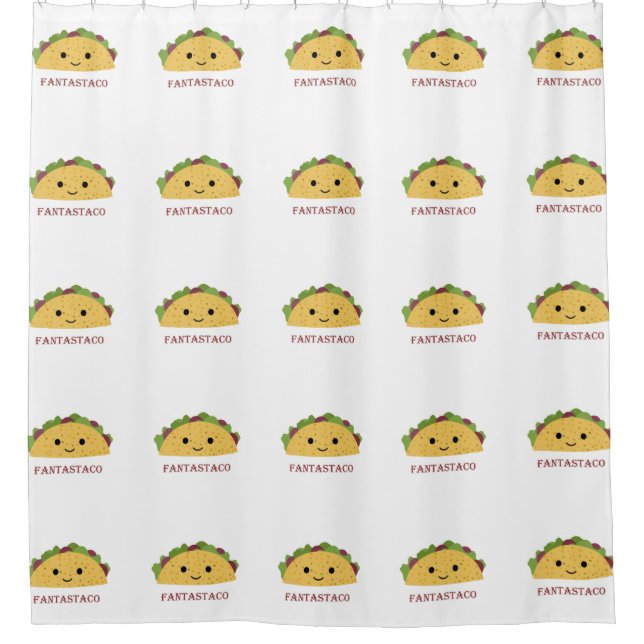 Funny Fantastaco Taco Pun Cute Kawaii Taco Shower Curtain (Front)