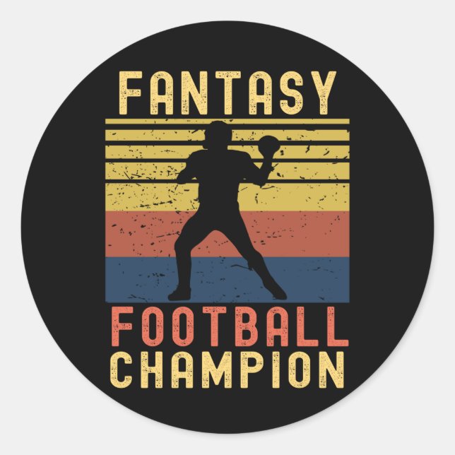 Funny Fantasy Football Champion Draught Classic Round Sticker (Front)