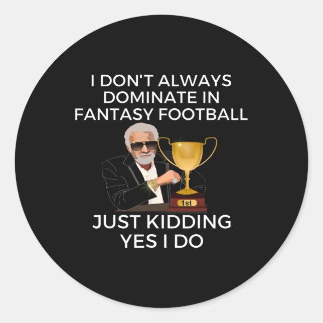 Funny Fantasy Football Champion Fantasy Football  Classic Round Sticker (Front)