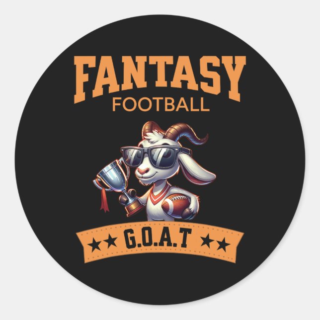 Funny Fantasy Football Champion Goat  Classic Round Sticker (Front)