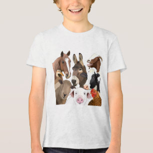 Funny Farm Animal Portrait  Tri-Blend Shirt