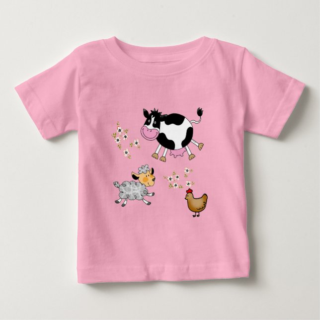 funny farm animals baby T-Shirt (Front)