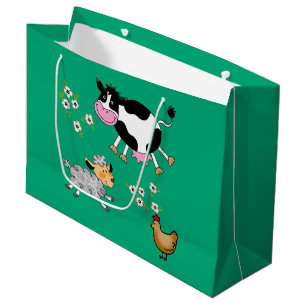 funny farm animals large gift bag