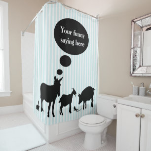 Funny farm animals speech bubble shower curtain