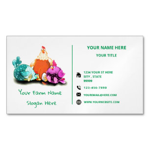 Funny Farm Chicken Magnetic Business Card Template