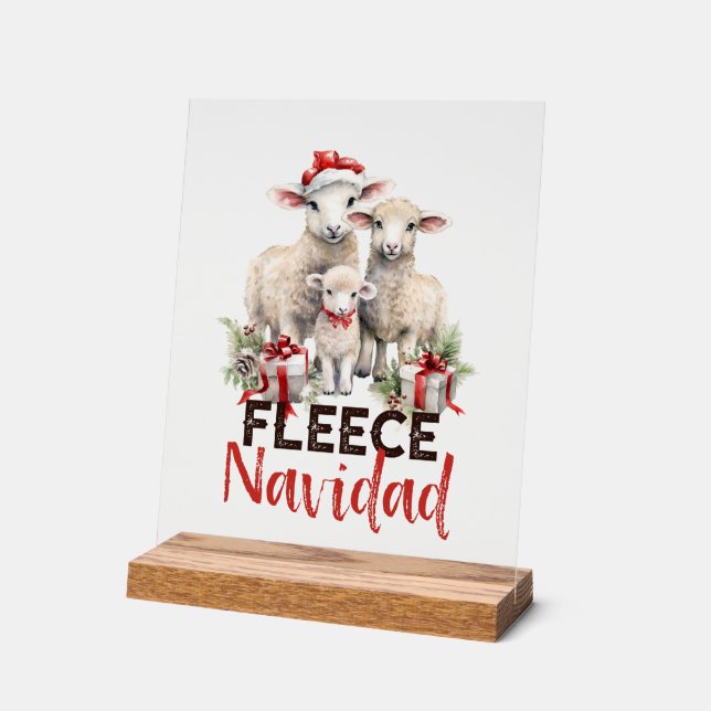 Funny farm Christmas sheep word art Acrylic Sign (Angle)