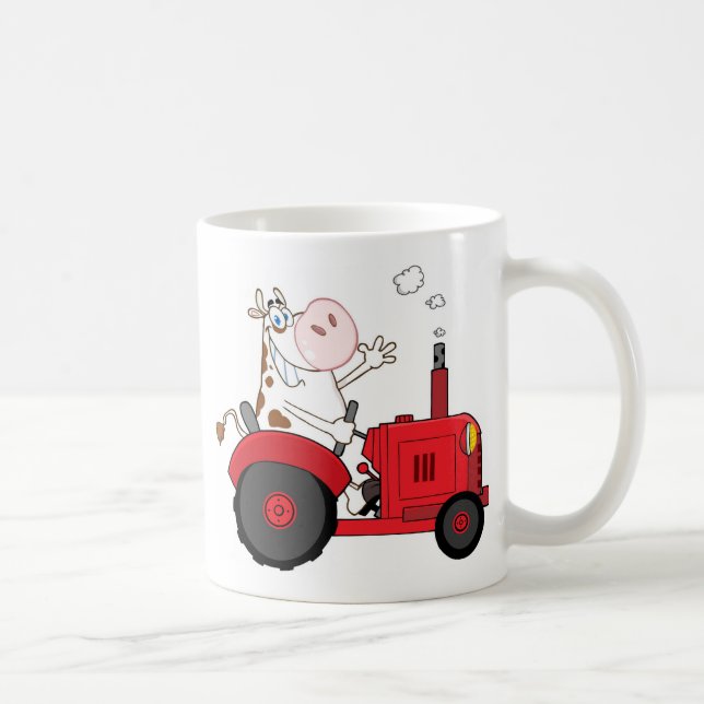 Funny Farm Cow on tractor personalized Coffee Mug (Right)