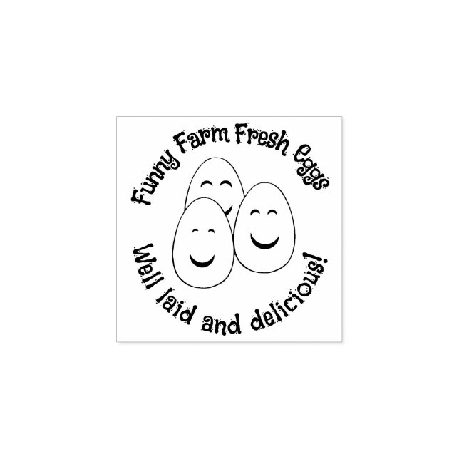 Funny Farm Cute Happy Smiling Eggs v2 Rubber Stamp (Imprint)