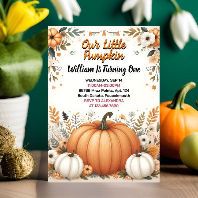 Funny Farm Kids Our Little Pumpkin Is Turning One Invitation (Creator Uploaded)