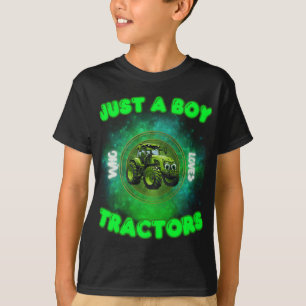 Funny Farm Lover Just A Boy Who Loves Tractors Lif T-Shirt