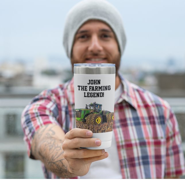 Funny Farm Tractor Heavy Equipment Operator Insulated Tumbler (The perfect gift for a famer, a personalized tractor farming legend coffee mug.)