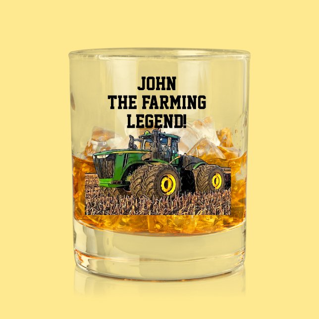 Funny Farm Tractor Heavy Equipment Operator Whiskey Glass (Farming Whiskey Glass Funny Equipment Gift)