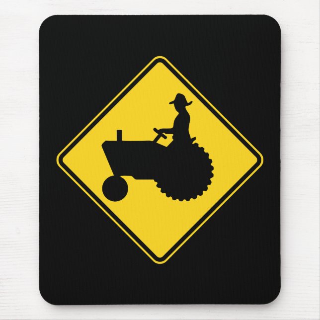 Funny Farm Tractor Road Sign Warning Mouse Mat (Front)