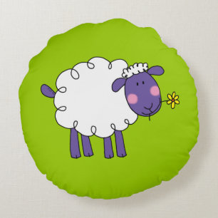funny farm woolly sheep round cushion