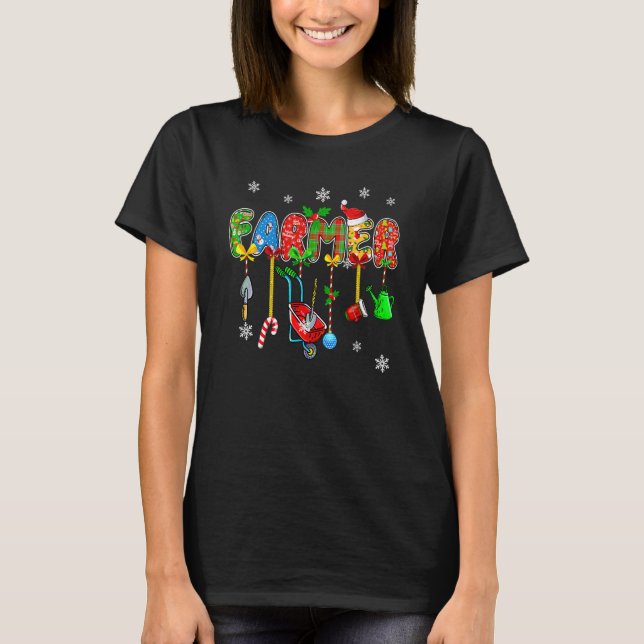 Funny Farmer Christmas Holiday Pyjamas Xmas Graphi T-Shirt (Front)