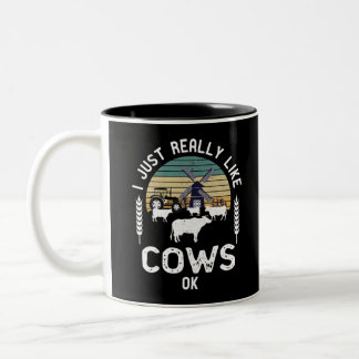 Funny Farmer Gift Idea, Cow Lover Present Two-Tone Coffee Mug