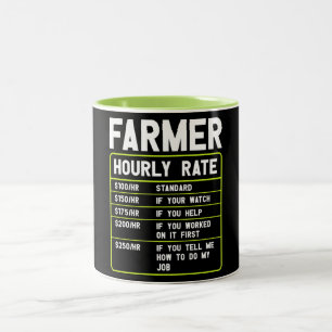 Funny Farmer Hourly Rate Two-Tone Coffee Mug
