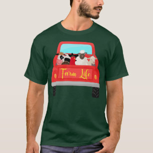 Funny Farmer life Cow Chicken Goat Farm Animal Vin T-Shirt