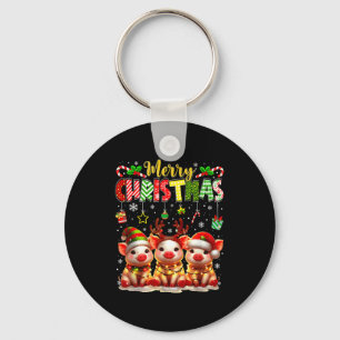 Funny Farmer Merry Christmas Reindeer Santa Gs Fam Key Ring