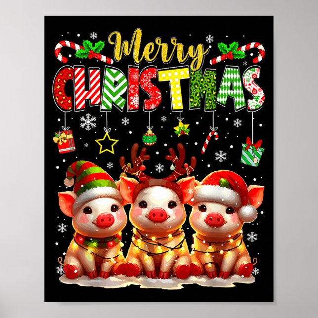 Funny Farmer Merry Christmas Reindeer Santa Gs Fam Poster (Front)