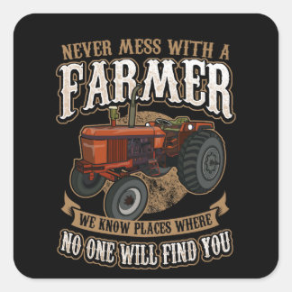 Funny Farmer Square Sticker